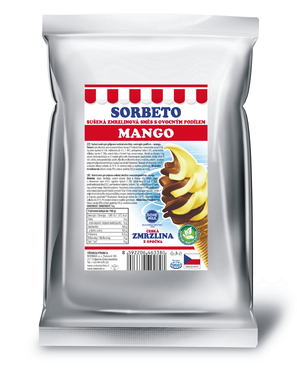 BOHEMILK Sorbeto s příchutí manga 1 kg